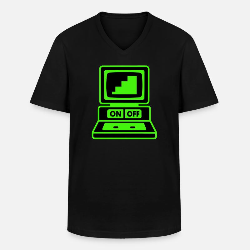 Computer Minimal Pop-Art - Männer-T-Shirt mit V-Ausschnitt - Schwarz