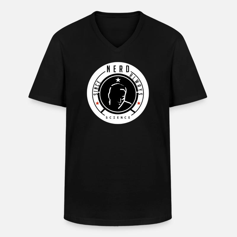 Nerd Wissenschaft Logo T-Shirt - Männer-T-Shirt mit V-Ausschnitt - Schwarz