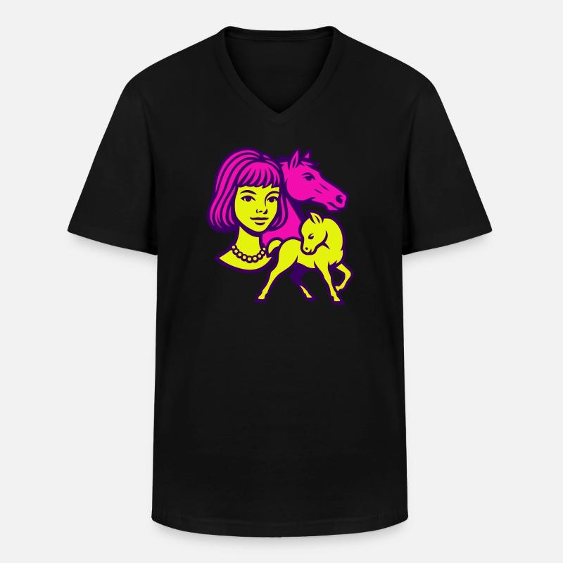 Pferdemädchen Pop-Art - Männer-T-Shirt mit V-Ausschnitt - Schwarz
