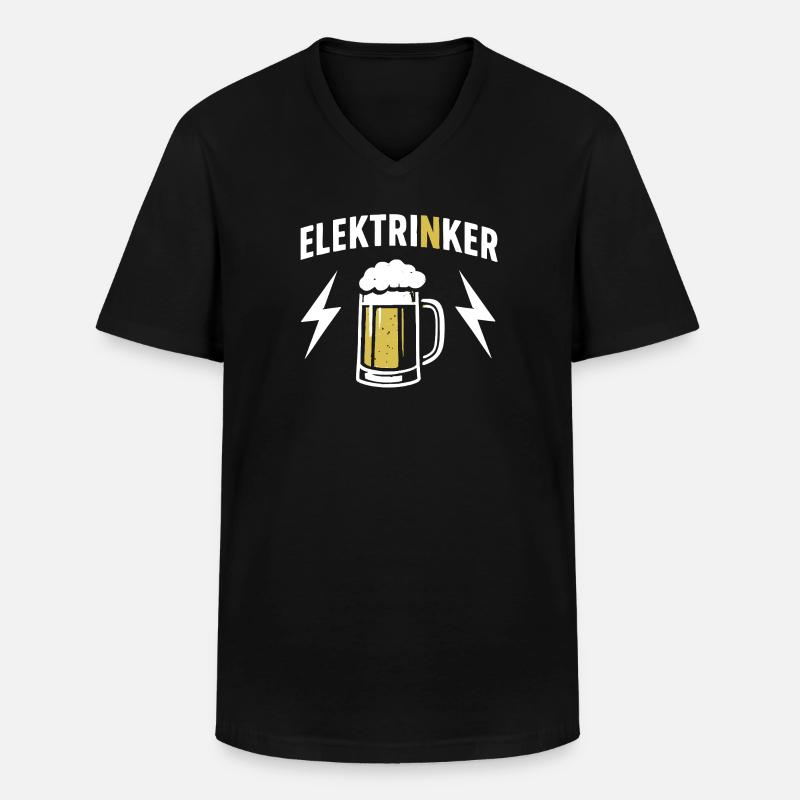 Elektrinker Bier & Blitz Geschenk Elektriker - Männer-T-Shirt mit V-Ausschnitt - Schwarz
