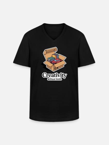 Bücher und Auto im Kartondesign - Männer-T-Shirt mit V-Ausschnitt - Schwarz