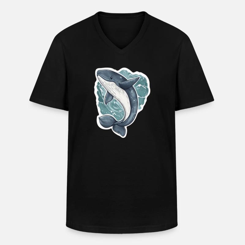 Wal - Männer-T-Shirt mit V-Ausschnitt - Schwarz