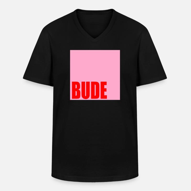 ZUHAUSE WOHNUNG BUDE - Männer-T-Shirt mit V-Ausschnitt - Schwarz