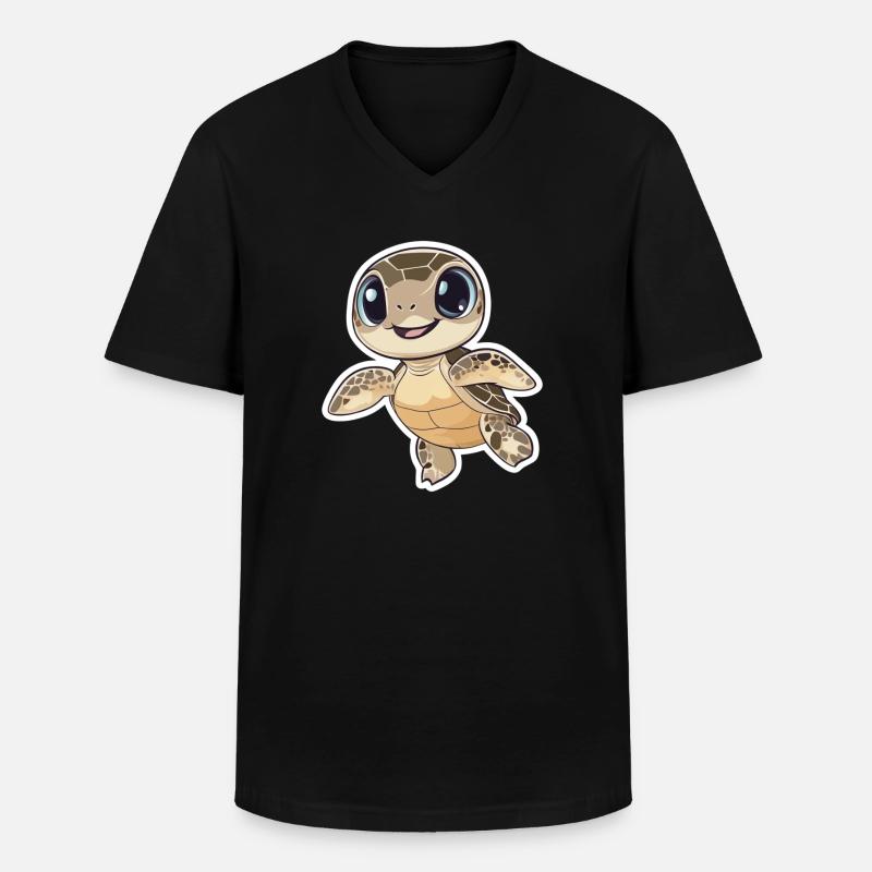 Schildkröte - Männer-T-Shirt mit V-Ausschnitt - Schwarz