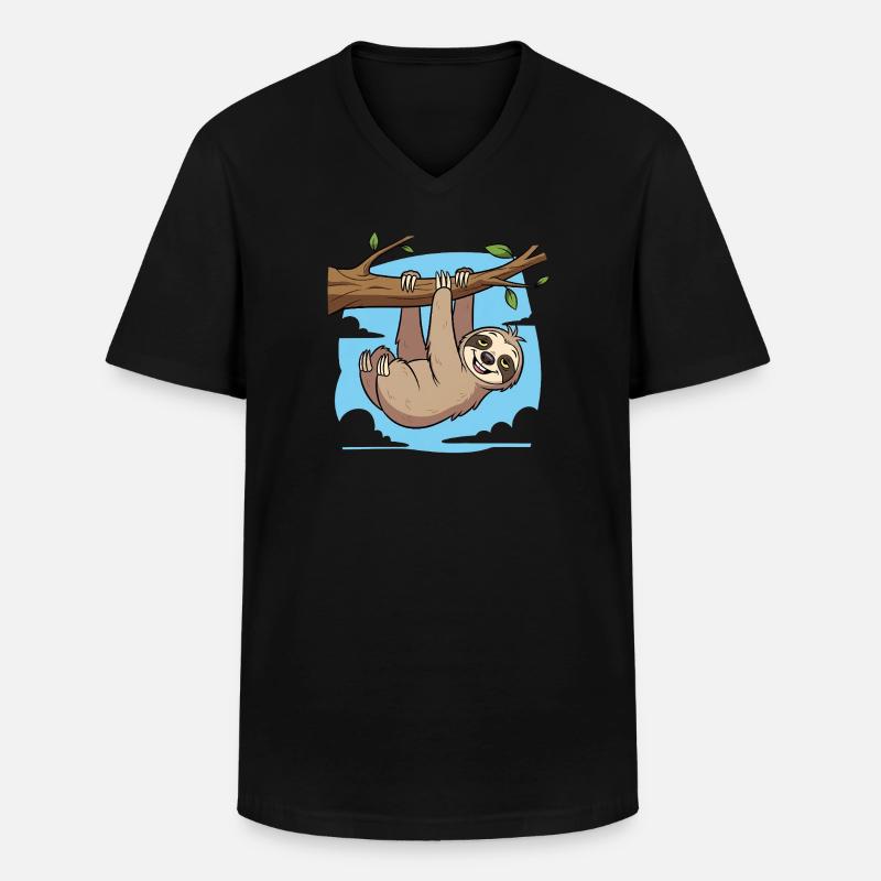 Faultier - Männer-T-Shirt mit V-Ausschnitt - Schwarz