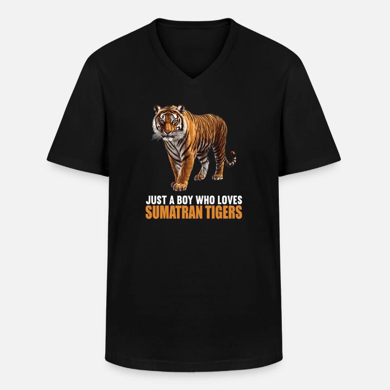 Sumatra-Tiger - Männer-T-Shirt mit V-Ausschnitt - Schwarz