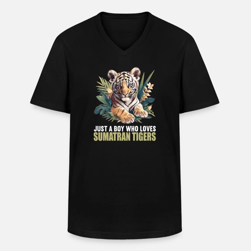 Sumatra-Tiger - Männer-T-Shirt mit V-Ausschnitt - Schwarz