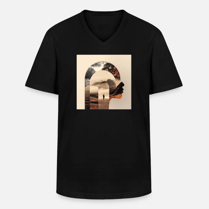 Silhouette Nature Counseling Design - Männer-T-Shirt mit V-Ausschnitt - Schwarz