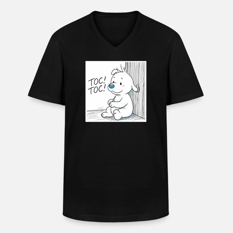 Idéfix Frappe Toc Toc Toc - Männer-T-Shirt mit V-Ausschnitt - Schwarz