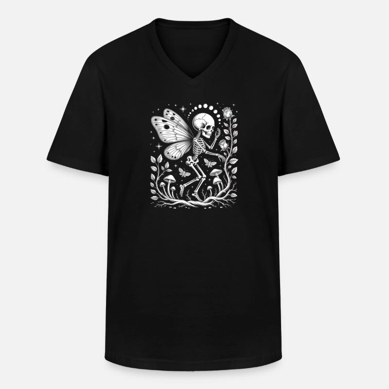 Gothic Skelett Fee mit Mondphasen - Männer-T-Shirt mit V-Ausschnitt - Schwarz