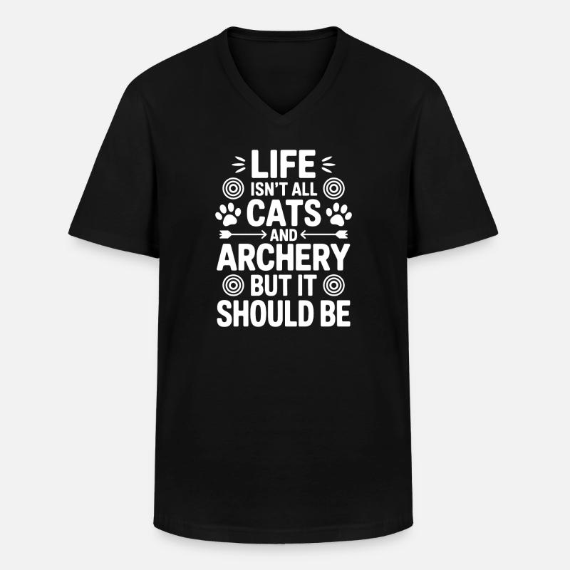 Bogenschießen Spruch Katzen Bogenschießen Geschenk - Männer-T-Shirt mit V-Ausschnitt - Schwarz