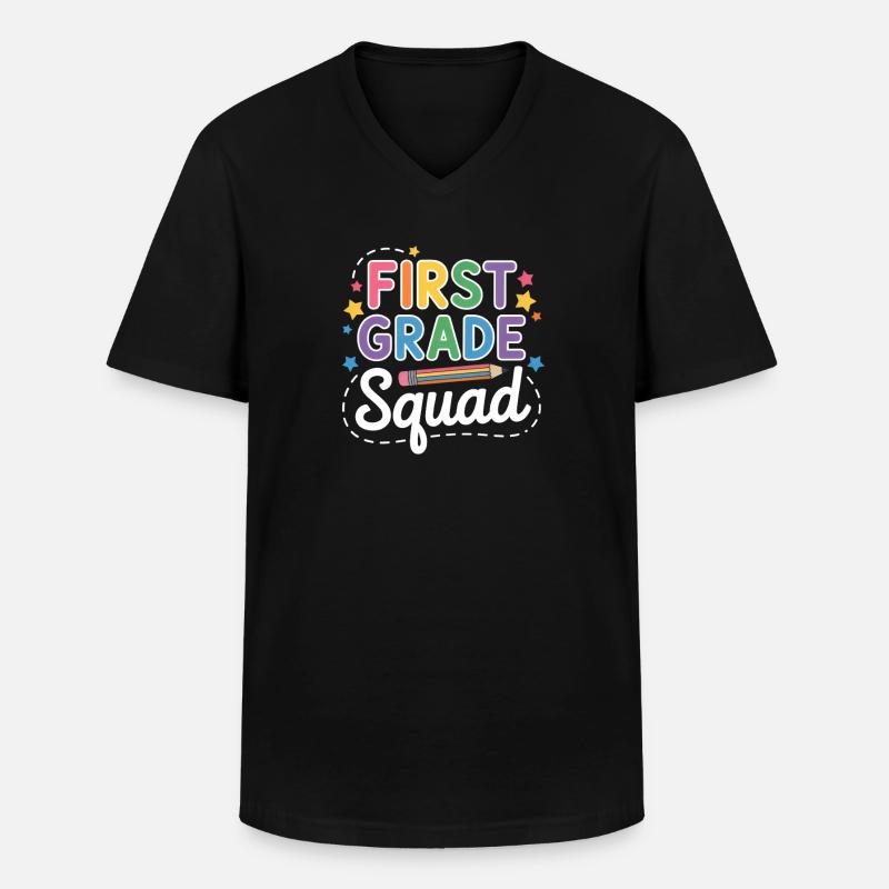 First Grade Squad Back To School - Männer-T-Shirt mit V-Ausschnitt - Schwarz