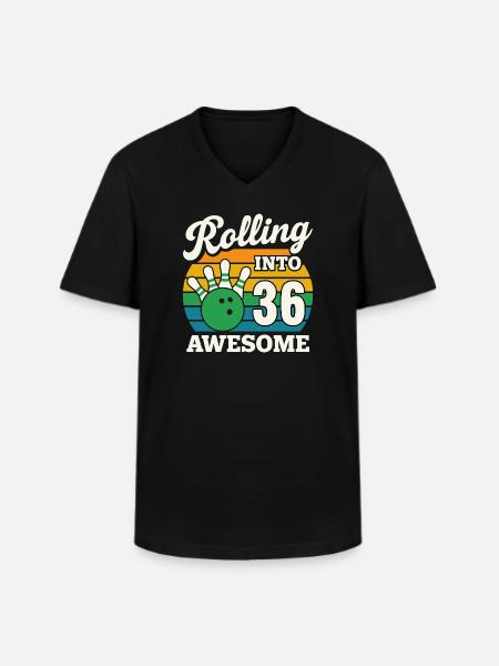 Retro Bowling 36. Geburtstag Grafik - Männer-T-Shirt mit V-Ausschnitt - Schwarz