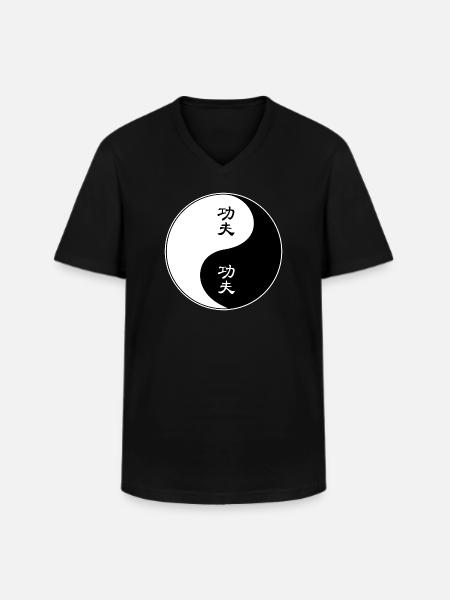 Yin Yang Kung Fu Symbol Design - Men's V-Neck T-Shirt - black