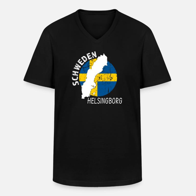 Helsingborg - Männer-T-Shirt mit V-Ausschnitt - Schwarz