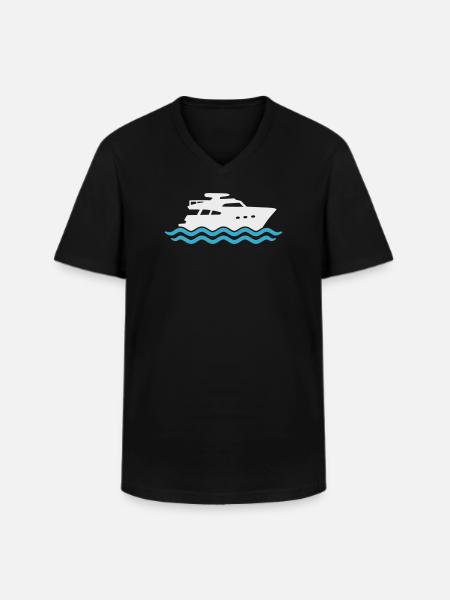 Yacht Silhouette Motorboot - Männer-T-Shirt mit V-Ausschnitt - Schwarz