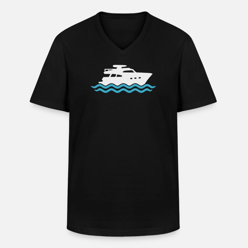 Yacht Silhouette Motorboot - Männer-T-Shirt mit V-Ausschnitt - Schwarz