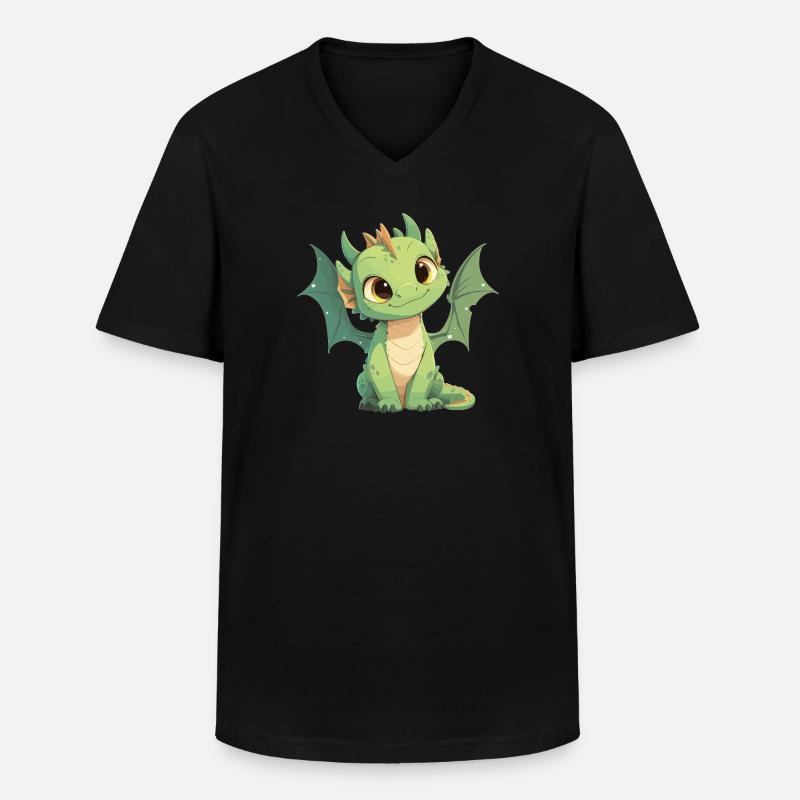 Drachen Drache - Männer-T-Shirt mit V-Ausschnitt - Schwarz