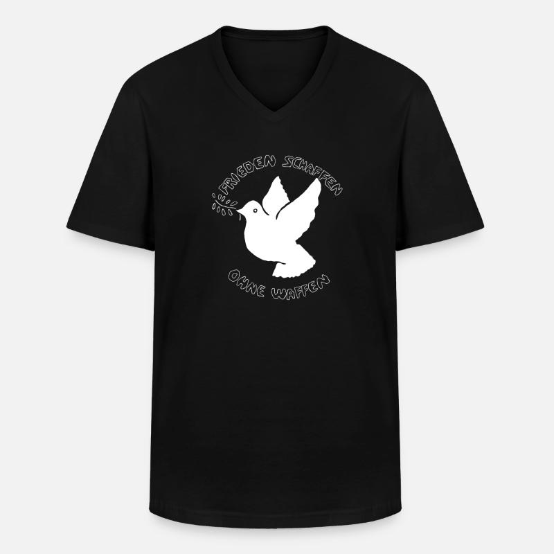 Frieden Schaffen: Friedenshoffnung auf Taube - Männer-T-Shirt mit V-Ausschnitt - Schwarz