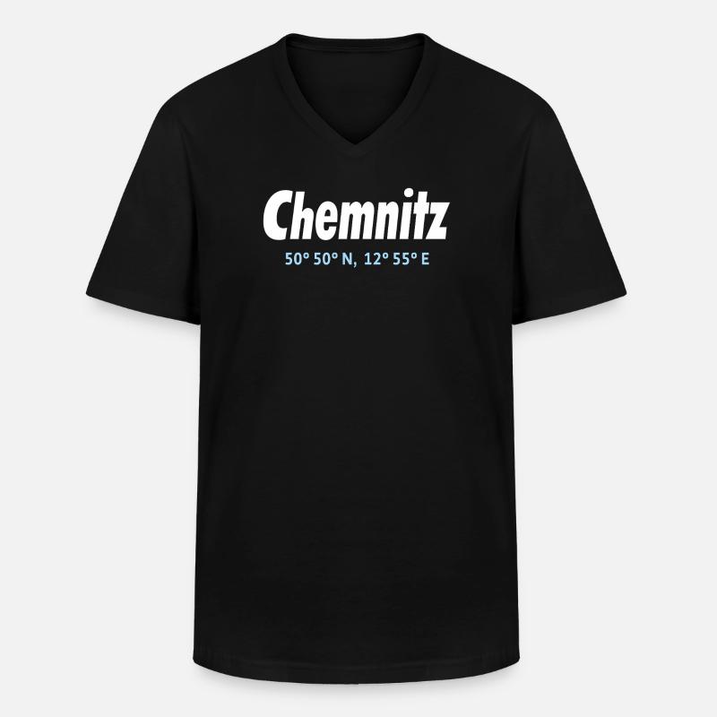 Chemnitz coordinates - Men's V-Neck T-Shirt - black