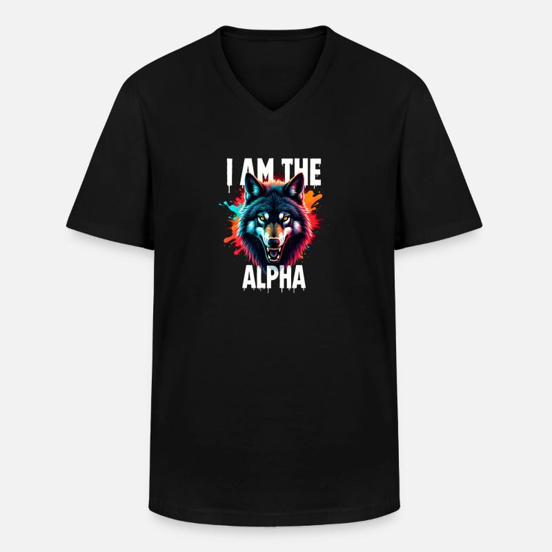 I am the Alpha Wolf - Männer-T-Shirt mit V-Ausschnitt - Schwarz