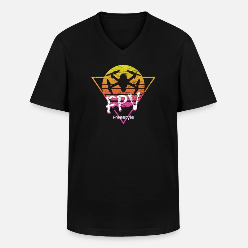 FPV Freestyle Drohne - Männer-T-Shirt mit V-Ausschnitt - Schwarz