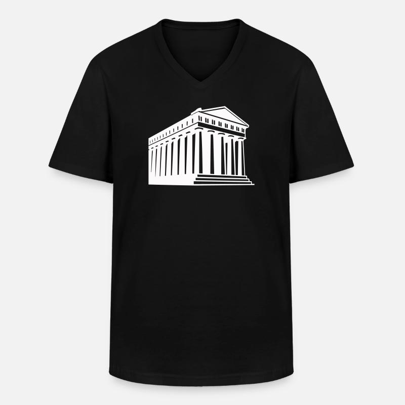 Antike griechische Tempelillustration - Männer-T-Shirt mit V-Ausschnitt - Schwarz