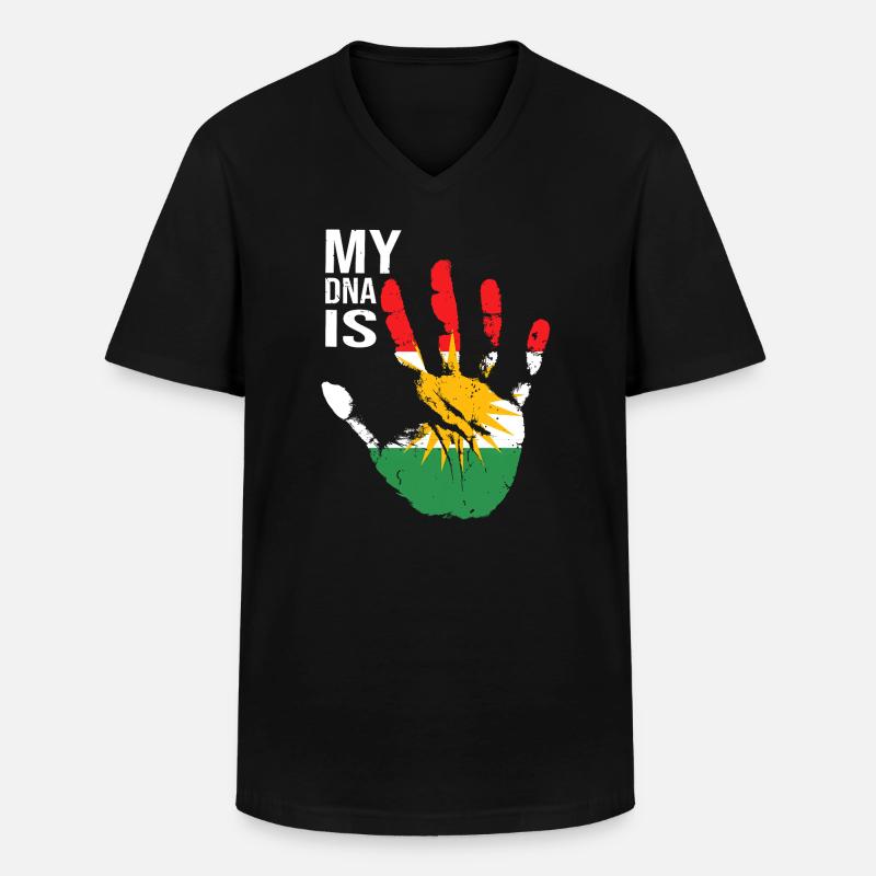 Kurdistan Kurden Handdesign mit Flagge - Männer-T-Shirt mit V-Ausschnitt - Schwarz