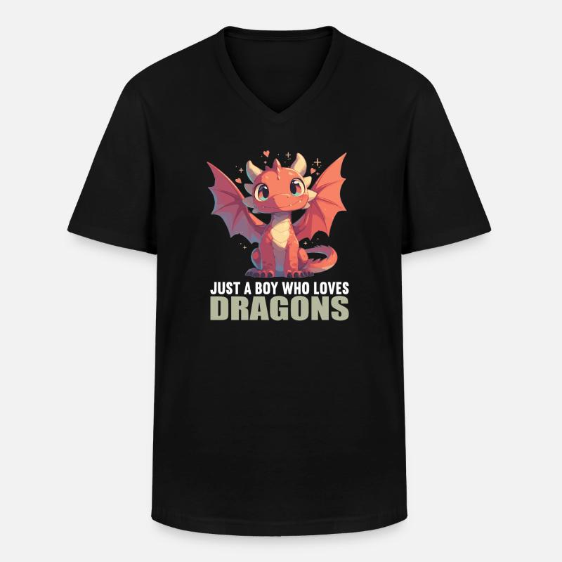 Drachen Drache - Männer-T-Shirt mit V-Ausschnitt - Schwarz