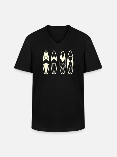 Minimalistische abstrakte Surfbretter - Männer-T-Shirt mit V-Ausschnitt - Schwarz