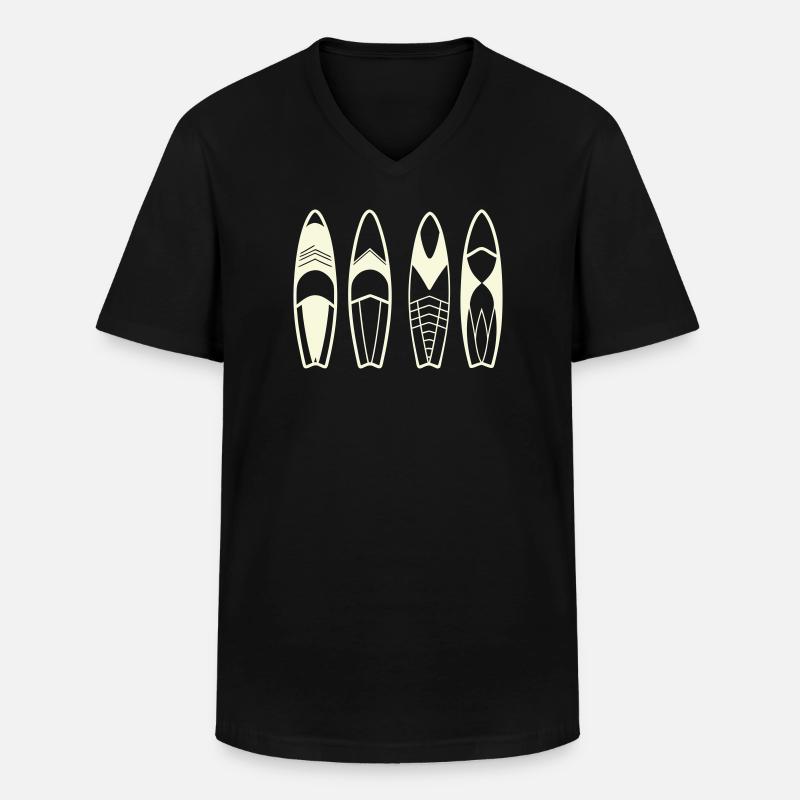 Minimalistische abstrakte Surfbretter - Männer-T-Shirt mit V-Ausschnitt - Schwarz