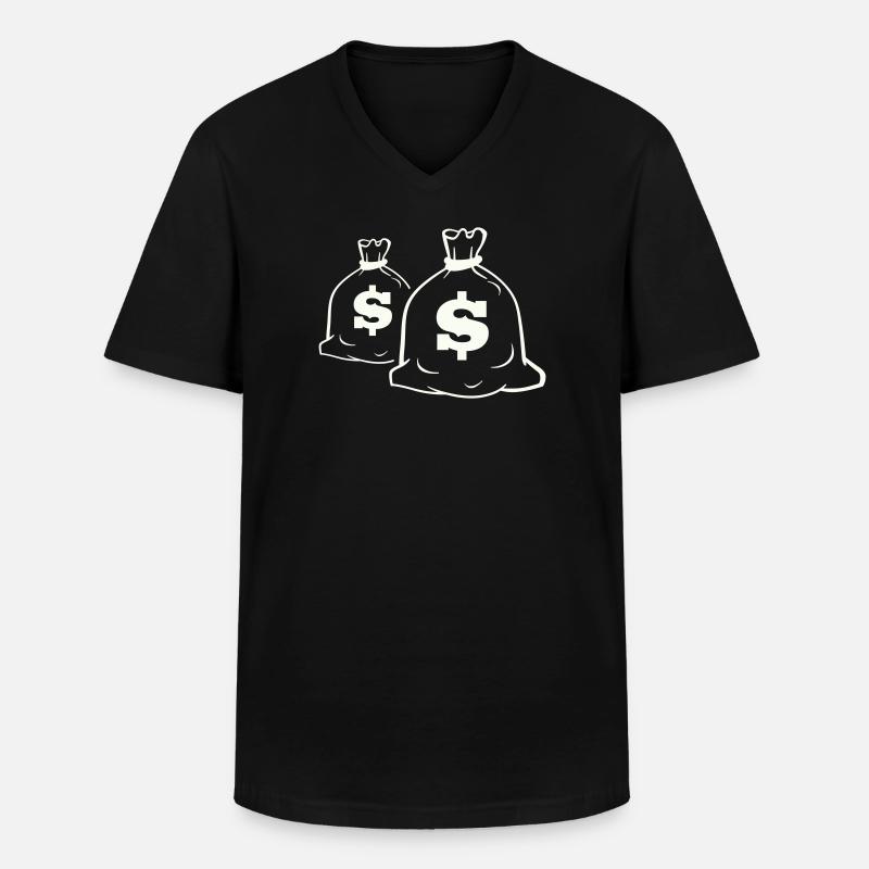 Geldsack Motiv Design - Männer-T-Shirt mit V-Ausschnitt - Schwarz