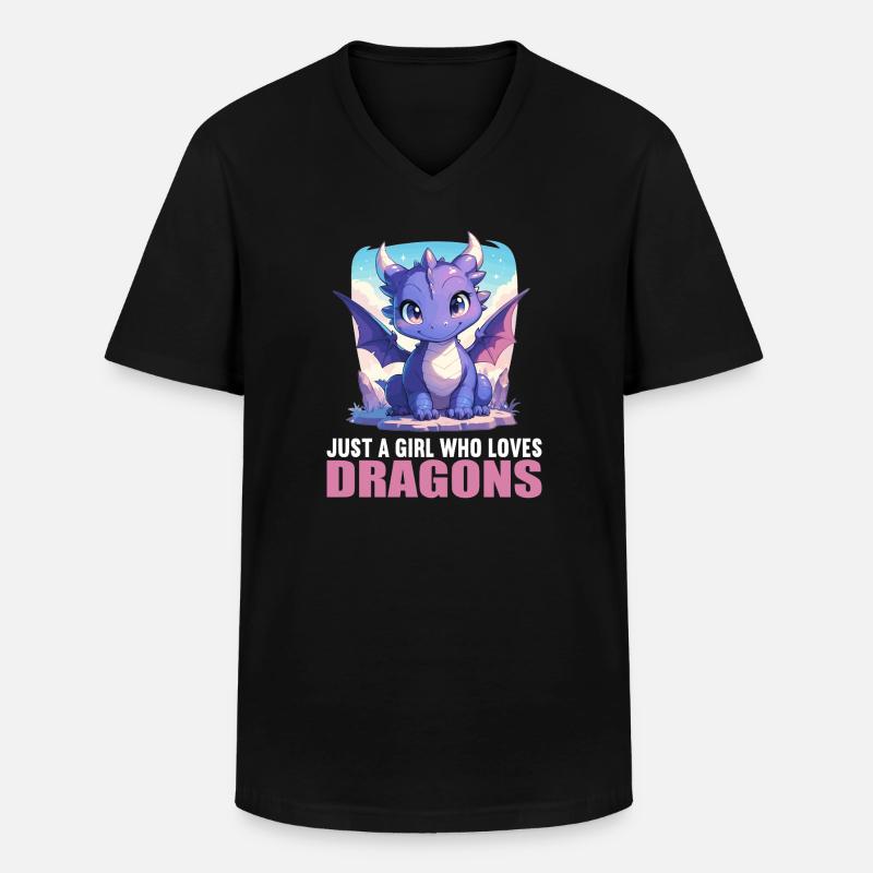 Drachen Drache - Männer-T-Shirt mit V-Ausschnitt - Schwarz