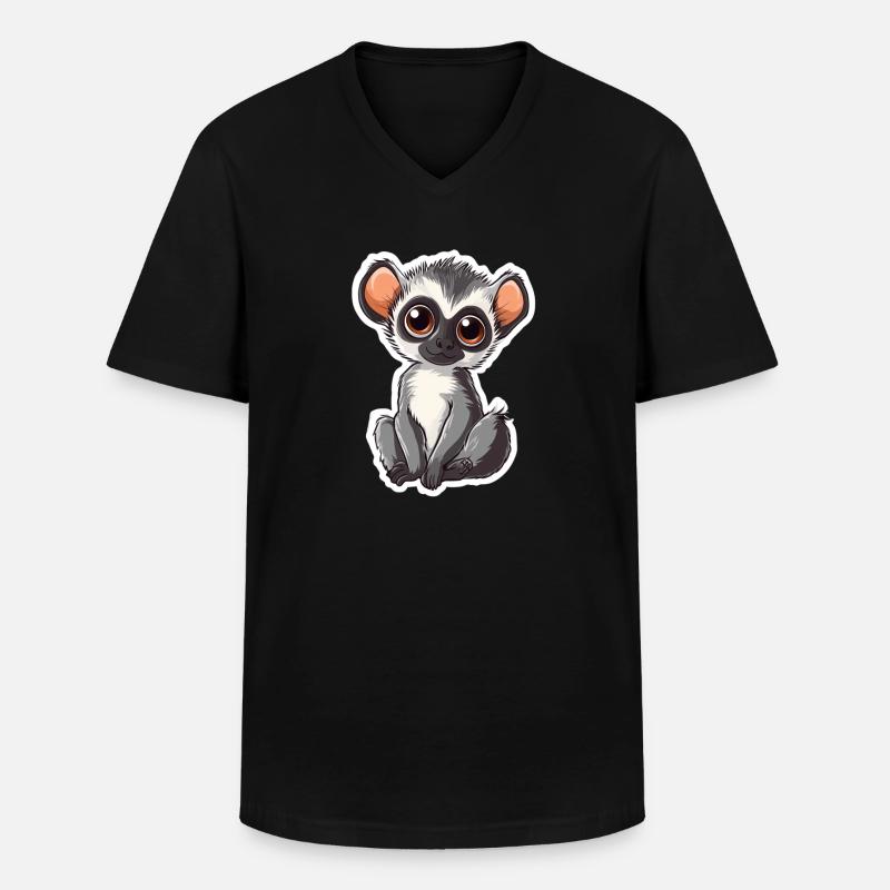 Lemur - Männer-T-Shirt mit V-Ausschnitt - Schwarz