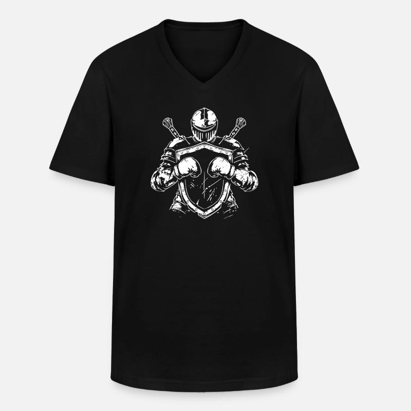 Guerrier avec bouclier et épée - T-shirt col V Homme - noir