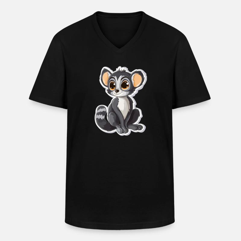 Lemur - Männer-T-Shirt mit V-Ausschnitt - Schwarz