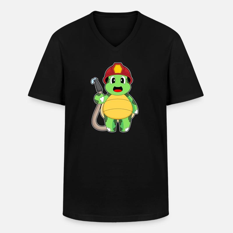 turtle fireman fire hose - Men's V-Neck T-Shirt - black