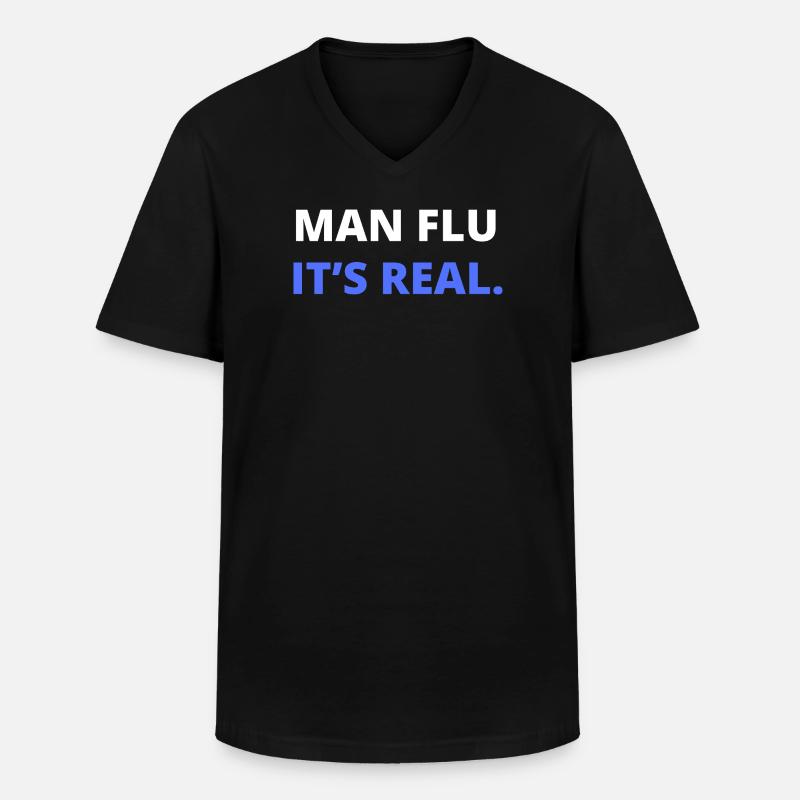 Mann Grippe Es ist echte Illustration - Männer-T-Shirt mit V-Ausschnitt - Schwarz