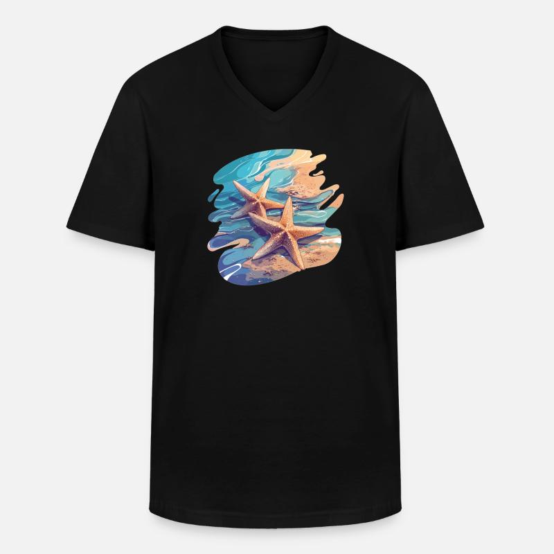 Seesterne Seestern - Männer-T-Shirt mit V-Ausschnitt - Schwarz