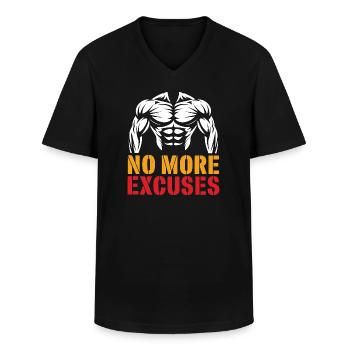 Torse musclé avec message motivant - T-shirt col V Homme - noir - Devant - AI Model Male 178 dark (178cm)