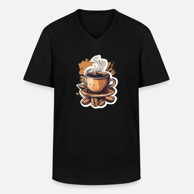 Kaffee - Männer-T-Shirt mit V-Ausschnitt - Schwarz