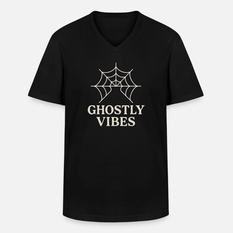 Spinnennetz Design mit Ghostly Vibes - Männer-T-Shirt mit V-Ausschnitt - Schwarz