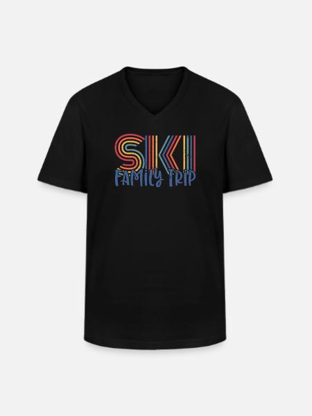 Colourful Family Ski Trip Design - Men's V-Neck T-Shirt - black
