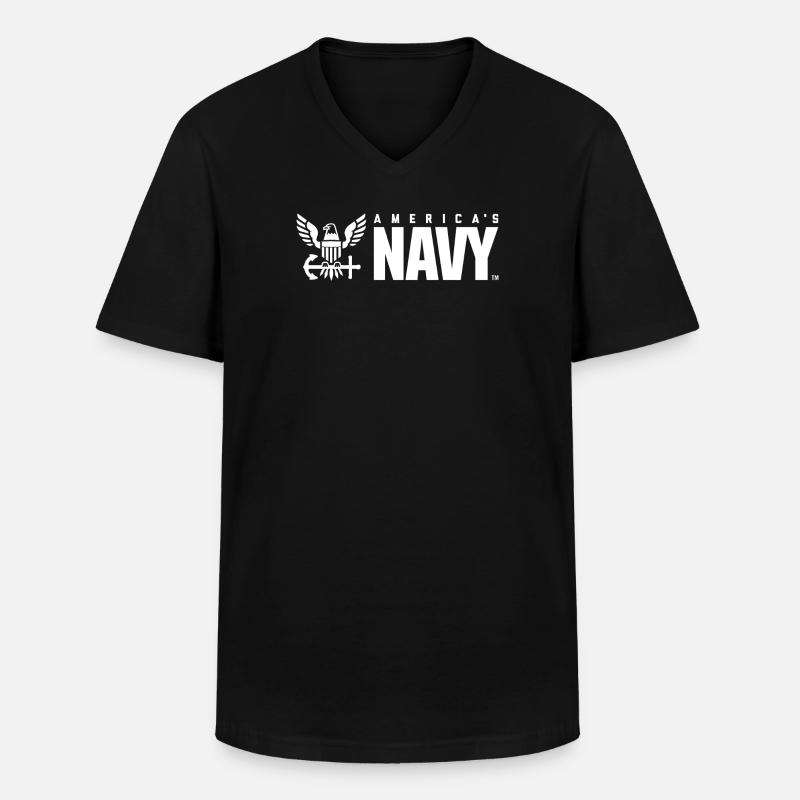 US Navy Emblem - Männer-T-Shirt mit V-Ausschnitt - Schwarz
