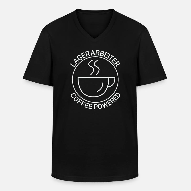 Lagerarbeiter Coffee Powered - Männer-T-Shirt mit V-Ausschnitt - Schwarz