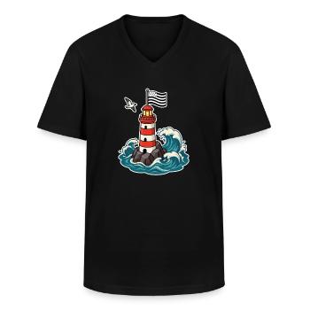 Bretagne Phare Breton Gwenn ha Du Fierté Bretonne - T-shirt col V Homme - noir - Devant - AI Model Male 178 dark (178cm)