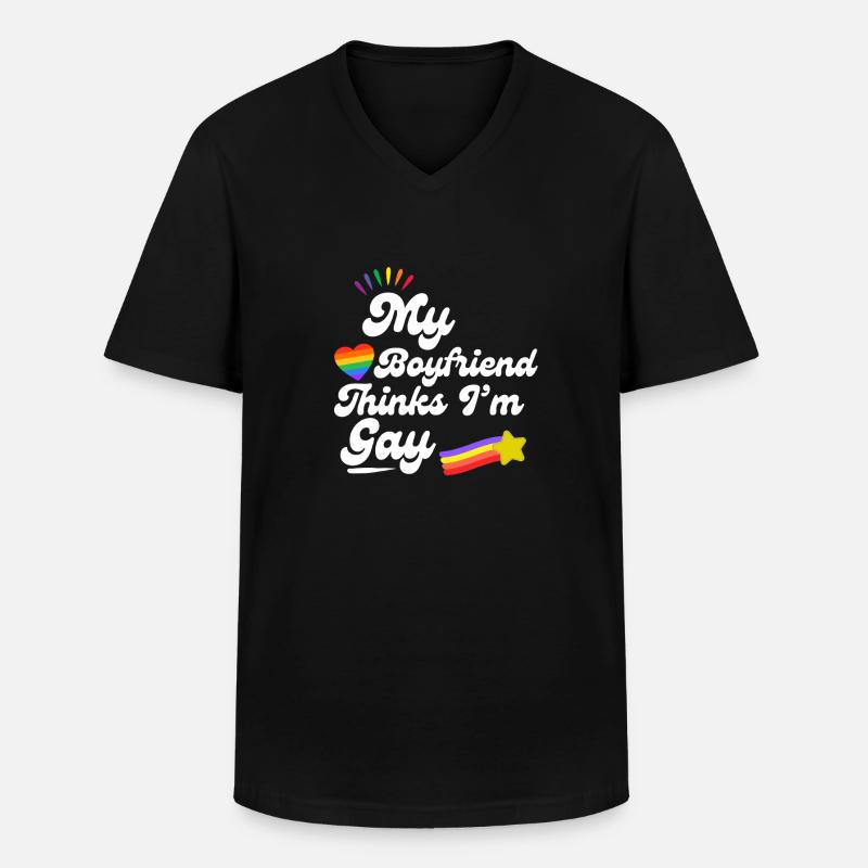 Rainbow Love Pride Erklärung - Männer-T-Shirt mit V-Ausschnitt - Schwarz
