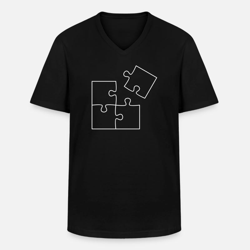 Puzzle - Men's V-Neck T-Shirt - black