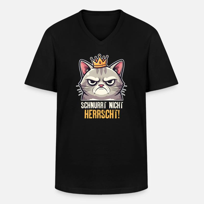 Grumpy Katze Herrscher Design - T-shirt col V Homme - noir