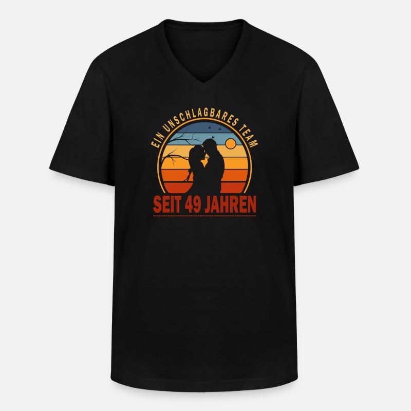 49 ans de relation Anniversaire de mariage Cedarne - T-shirt col V Homme - noir